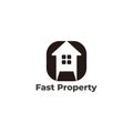 Fast arrow up home property symbol logo vector