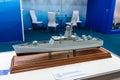 Fast attack missile boat model at the International Specialized Exhibition ARMS AND SECURITY 2019 in Kyiv, Ukraine