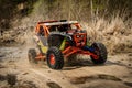 Fast ATV and UTV driving in mud and water. Quad racing, ATV 4x4 Royalty Free Stock Photo