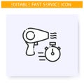 Fast beauty service line icon. Editable