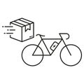 Fast Bike Delivery Service Line Icon. Express Postal Transportation, Bicycle Shipping Pictogram. Grocery Delivery to