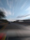 Fast blur abstract the road in front of the car blue sky Use it as a background and wallpaper