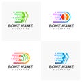 Fast Bone logo design vector, Pixel Bone concept symbol, Knee Tech icon, Knee logo template, Creative design