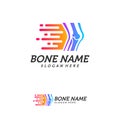 Fast Bone logo design vector, Pixel Bone concept symbol, Knee Tech icon, Knee logo template, Creative design