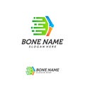 Fast Bone logo design vector, Pixel Bone concept symbol, Knee Tech icon, Knee logo template, Creative design