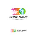 Fast Bone logo design vector, Pixel Bone concept symbol, Knee Tech icon, Knee logo template, Creative design