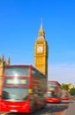 Fast bus in the city traffic at rush hour Royalty Free Stock Photo