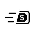 Fast cash icon in flat style. Transfer symbol.