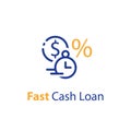 Fast cash loan, financial supply, banking service, instant money transfer Royalty Free Stock Photo