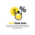 Fast cash loan icon. Easy loan, instant payment, fast money growth, financial services. Easy credit, fast provision of money.