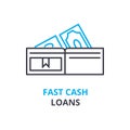 Fast cash loans concept , outline icon, linear sign, thin line pictogram, logo, flat illustration, vector Royalty Free Stock Photo
