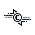 Fast cash transfer icon, euro symbol