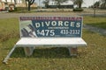 Fast Cheap Divorce for $475 on bench advertisement in Pensacola Florida