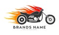 Fast chopper motorcycle with fire vector logo Royalty Free Stock Photo