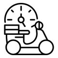 Fast city scooter delivery icon, outline style