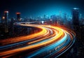 Fast Cityscape Night Lights Speed Urban Highway Technology Royalty Free Stock Photo