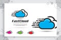 Fast Cloud Data Vector logo for technology data service with modern color and style concept, Illustration of cloud for template