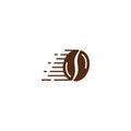 Fast coffee bean, fast delivery coffee. Vector logo icon template