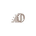 Fast coffee bean, fast delivery coffee. Vector logo icon template