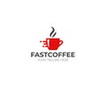 Fast Coffee Logo Template. Beverage Vector Design