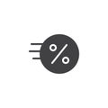 Fast coin with percent sign vector icon