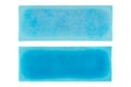 Fast cooling gel sheet to relief fever, blue hydrogel patch isolated on white