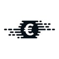 Fast currency exchanging icon, euro symbol