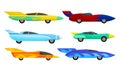 Fast Customized Racing Cars Vector Set. Speed Automobile Collection