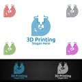 Fast 3D Printing Company Logo Design for Media, Retail, Advertising, Newspaper or Book Concept Royalty Free Stock Photo