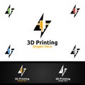 Fast 3D Printing Company Logo Design for Media, Retail, Advertising, Newspaper or Book Concept Royalty Free Stock Photo