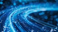 Fast data transmission using highspeed fiber optic cables with blue light for quick connectivity Royalty Free Stock Photo