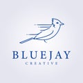 fast delivery with bluejay symbol for logo line art vector icon illustration design