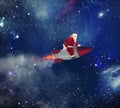 Fast delivery of Christmas gifts with Santa Claus in the space