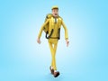 Fast delivery concept the courier with thermal backpack 3d render on blue gradient Royalty Free Stock Photo