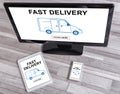 Fast delivery concept on different devices Royalty Free Stock Photo