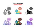 Fast delivery food icon set with different styles. Royalty Free Stock Photo