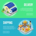 Fast delivery and freight shipping set Royalty Free Stock Photo
