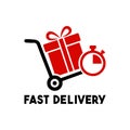 Fast Delivery Gift Icon Express Shipping, Quick Logistics, and Timely Present Courier Service Symbol.eps Royalty Free Stock Photo