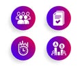 Fast delivery, Handout and Group icons set. Ab testing sign. Stopwatch, Documents example, Developers. Vector