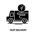 fast delivery icon, black vector sign with editable strokes, concept illustration Royalty Free Stock Photo