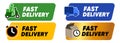 Fast delivery label stamp sticker quick express shipping design set graphic seal
