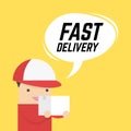 Fast delivery Service. Express delivery courier service. Man courier with box in his hands.