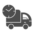 Fast delivery solid icon. Car delivery express vector illustration isolated on white. Truck shipping glyph style design Royalty Free Stock Photo