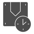 Fast delivery solid icon. Timely delivery vector illustration isolated on white. Box and clock glyph style design Royalty Free Stock Photo