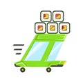 Fast Delivery Takeout Service Green Car With Japanese Sushi Rolls On The Roof Going To Deliver Food Royalty Free Stock Photo