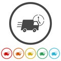 Fast delivery truck icon. Set icons in color circle buttons Royalty Free Stock Photo