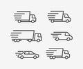 Fast delivery truck icon set. Transport, transportation vector