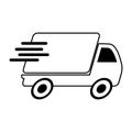 Fast delivery truck icon. Vector concept of shipping service. Symbol of transport van or package courier. Illustration of speed Royalty Free Stock Photo