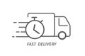 Fast delivery truck icon on white background. Design for website and mobile apps. Line icon. Vector illustration