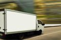 Fast delivery van on blurred background